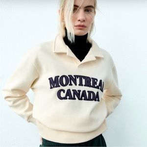 Zara Montreal Canada polo sweatshirt. Size small
